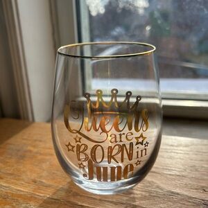 Gold Lettered Stemless Wine Glass